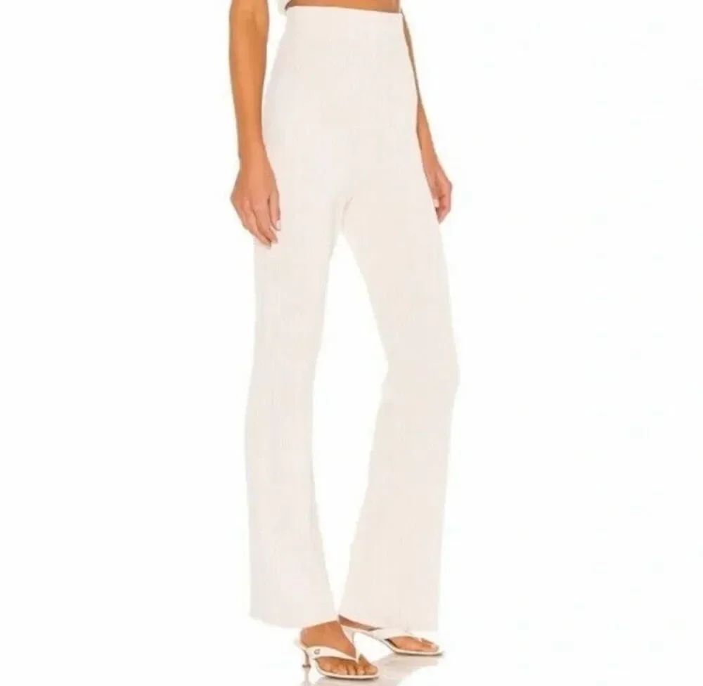 ✨Nicholas Mari Pants Flare Leg Trouser Ribbed Knit Cream Sz Small Pants✨
